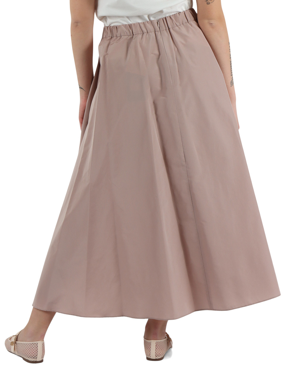 ROSA | Gonna lunga in taffetà di misto cotone CURVATO