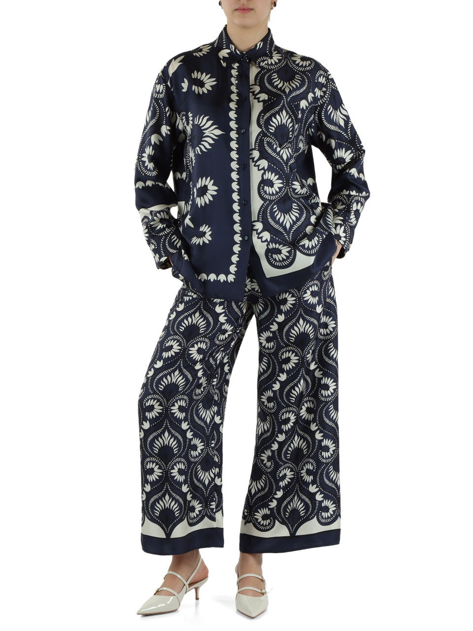 BLU | Camicia in twill di seta stampata LASTRA