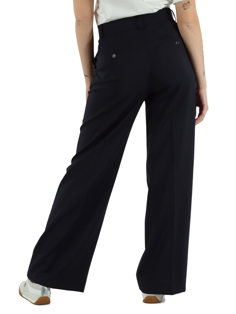 BLU SCURO | Pantalone palazzo in lana vergine VISIVO