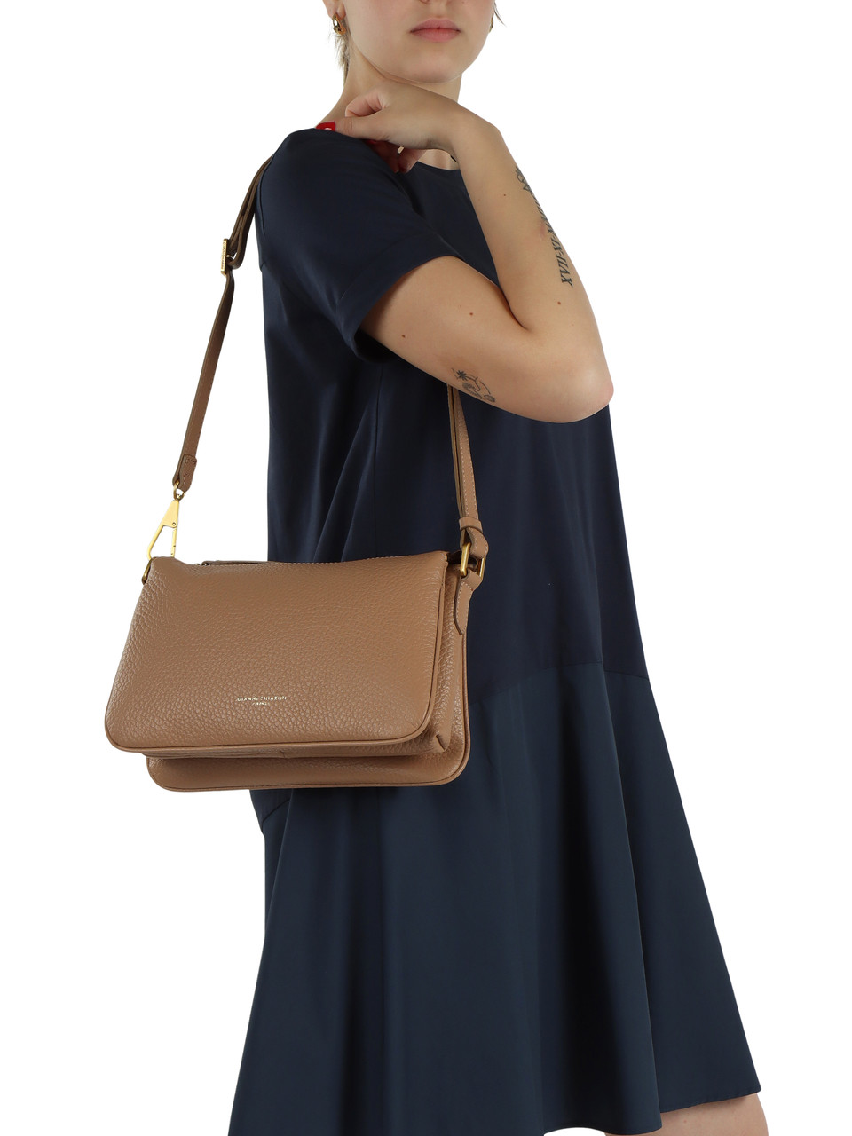 Tonfarbe | Schultertasche aus Leder BROOKE