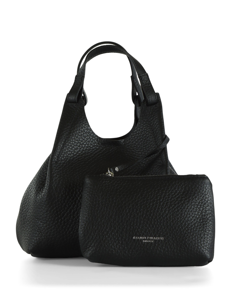 NERO | Borsa a mano in pelle martellata DUA Small