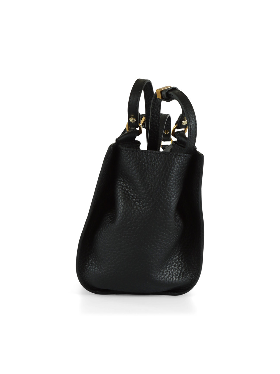 SCHWARZ | Schultertasche aus genarbtem Leder BLOOM