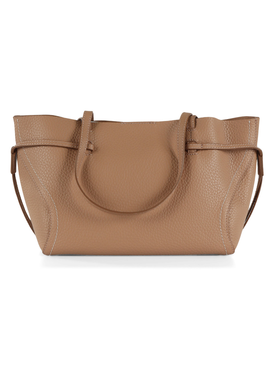 MARRONE CHIARO | Borsa shopping in pelle martellata VIOLETTE