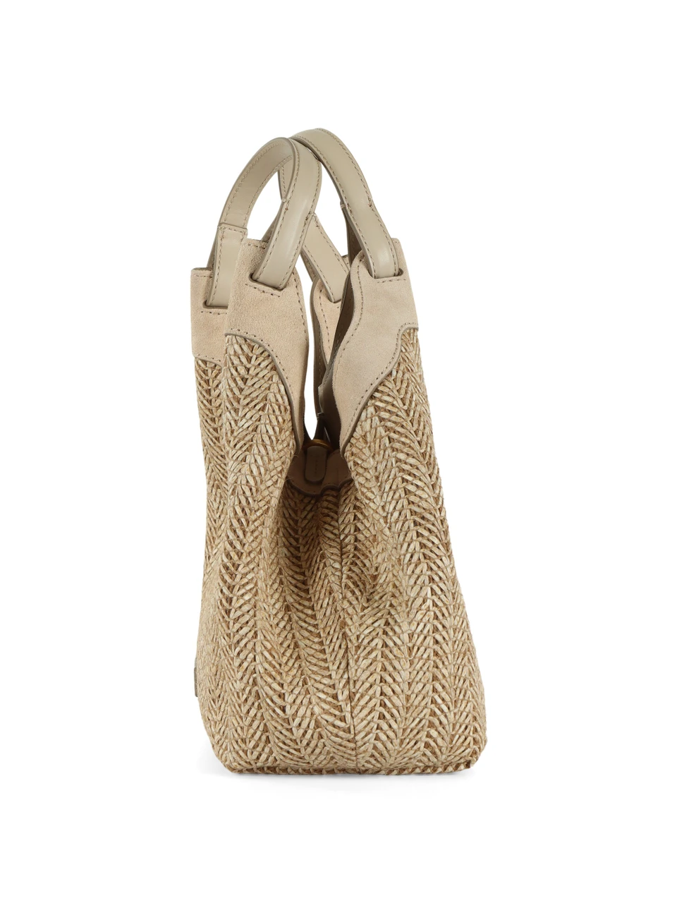 BEIGE | Borsa a mano in in paglia e suede DUA Small