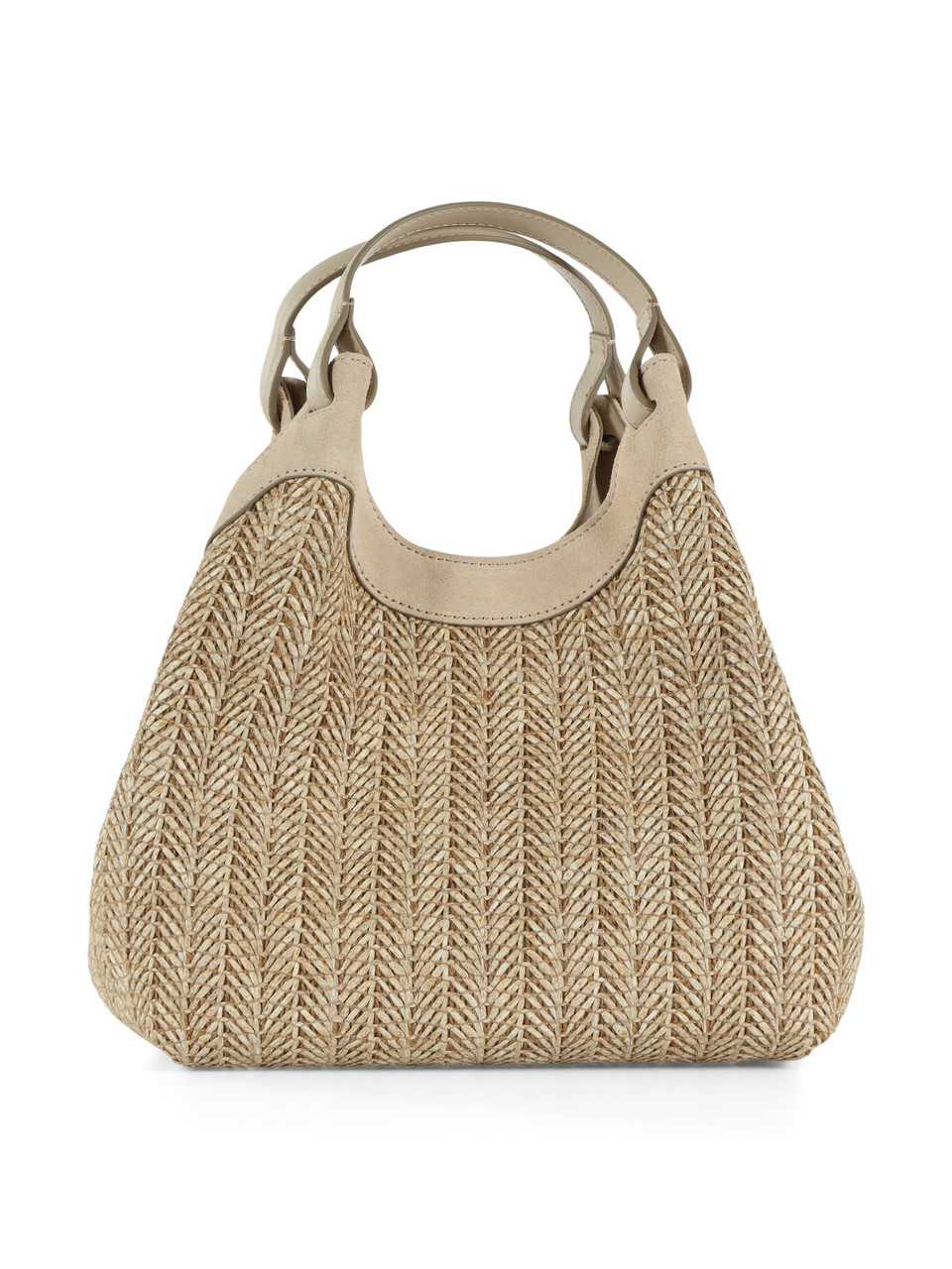 BEIGE | Borsa a mano in in paglia e suede DUA Small