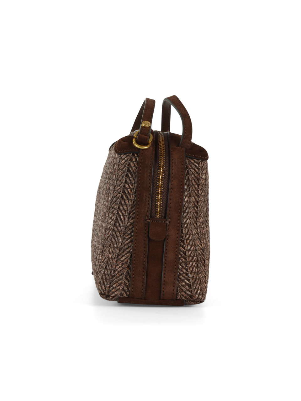 MARRONE | Borsa a mano in in paglia e suede ALIFA