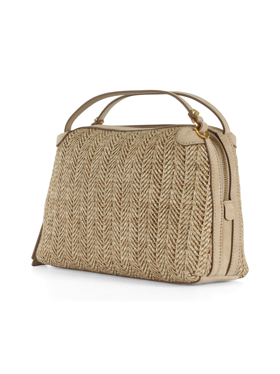 BEIGE | Borsa a mano in in paglia e suede ALIFA