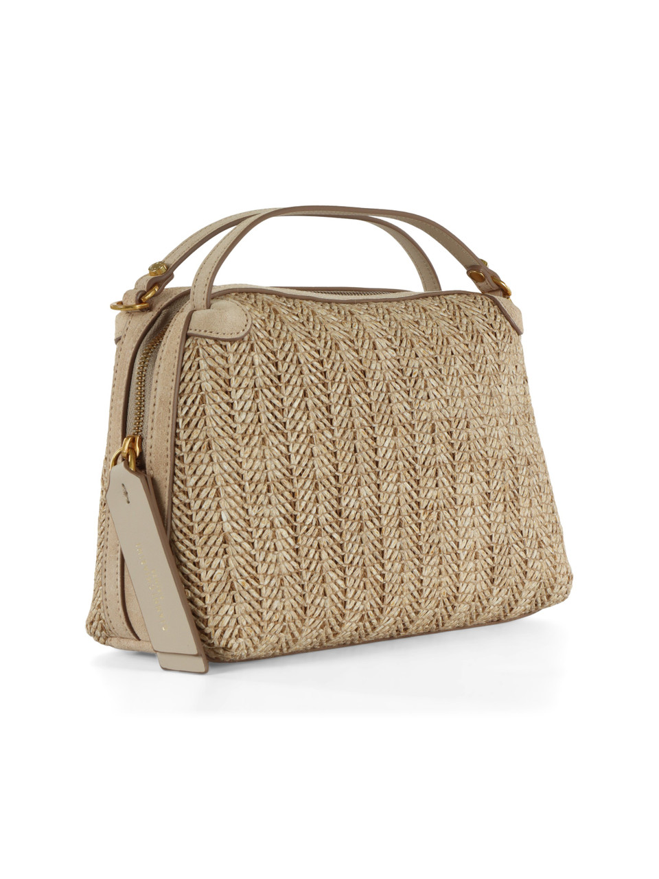 BEIGE | Borsa a mano in in paglia e suede ALIFA
