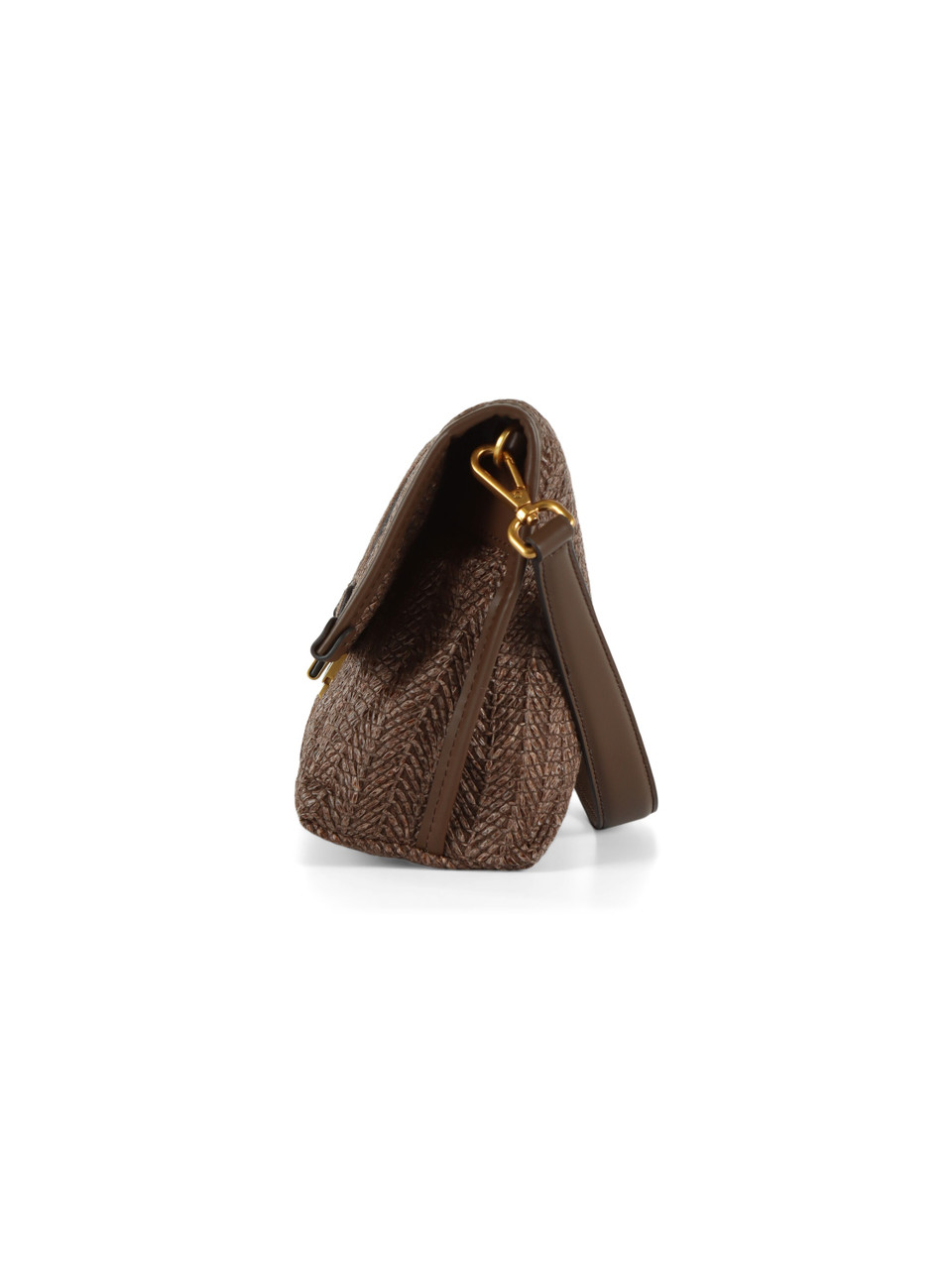 MARRONE | Borsa a spalla in in paglia e suede