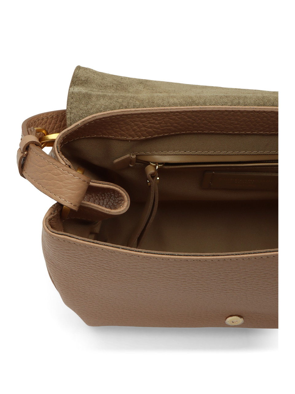 Tonfarbe | CECILE Medium Schultertasche aus genarbtem Leder