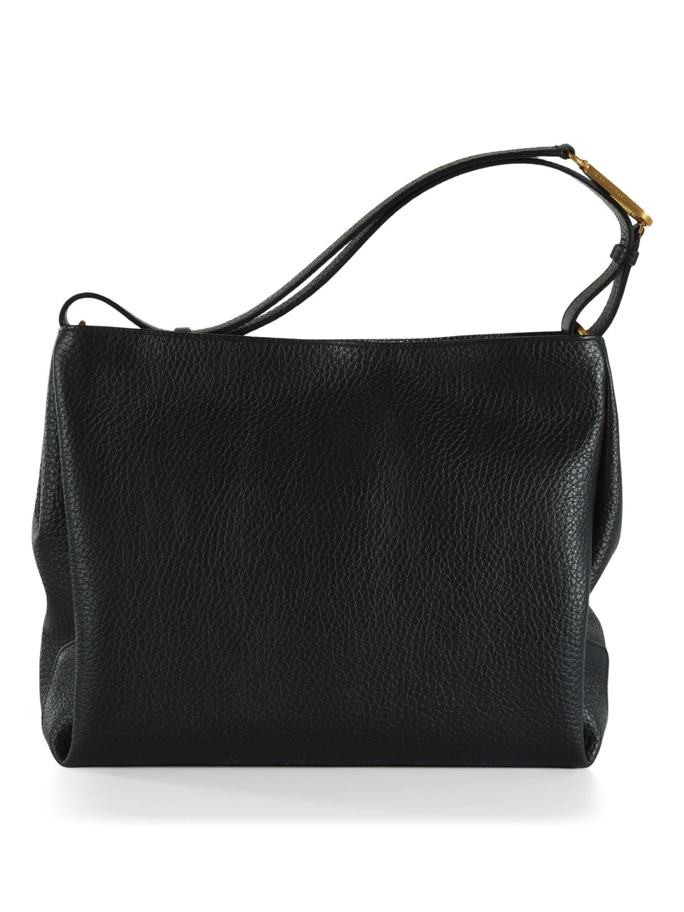 SCHWARZ | Schultertasche aus genarbtem Leder CECILE Large