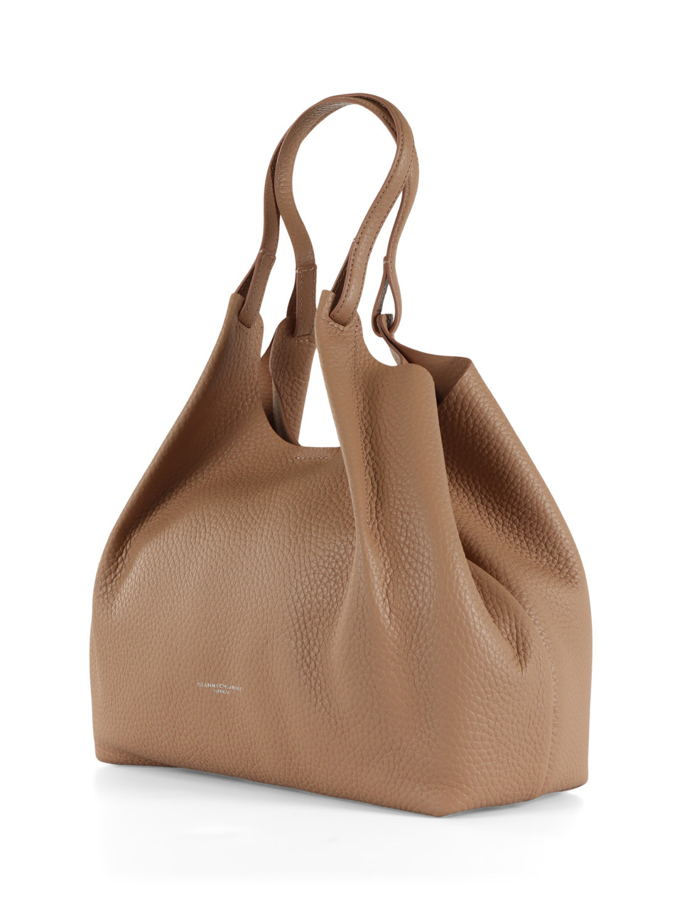 MARRONE CHIARO | Borsa a spalla in pelle martellata DUA Large