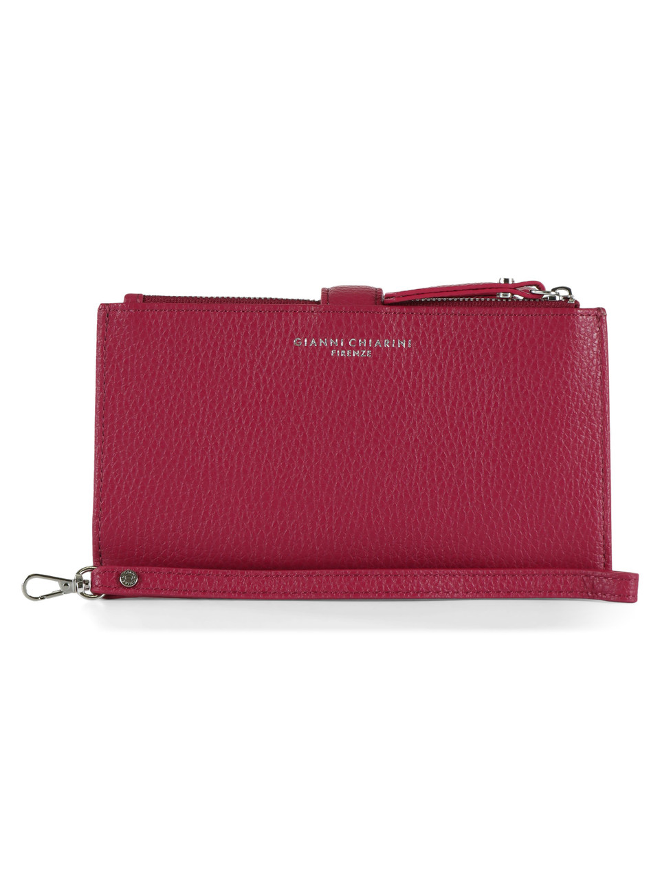 CICLAMINO | Portafoglio in pelle martellata con tracolla