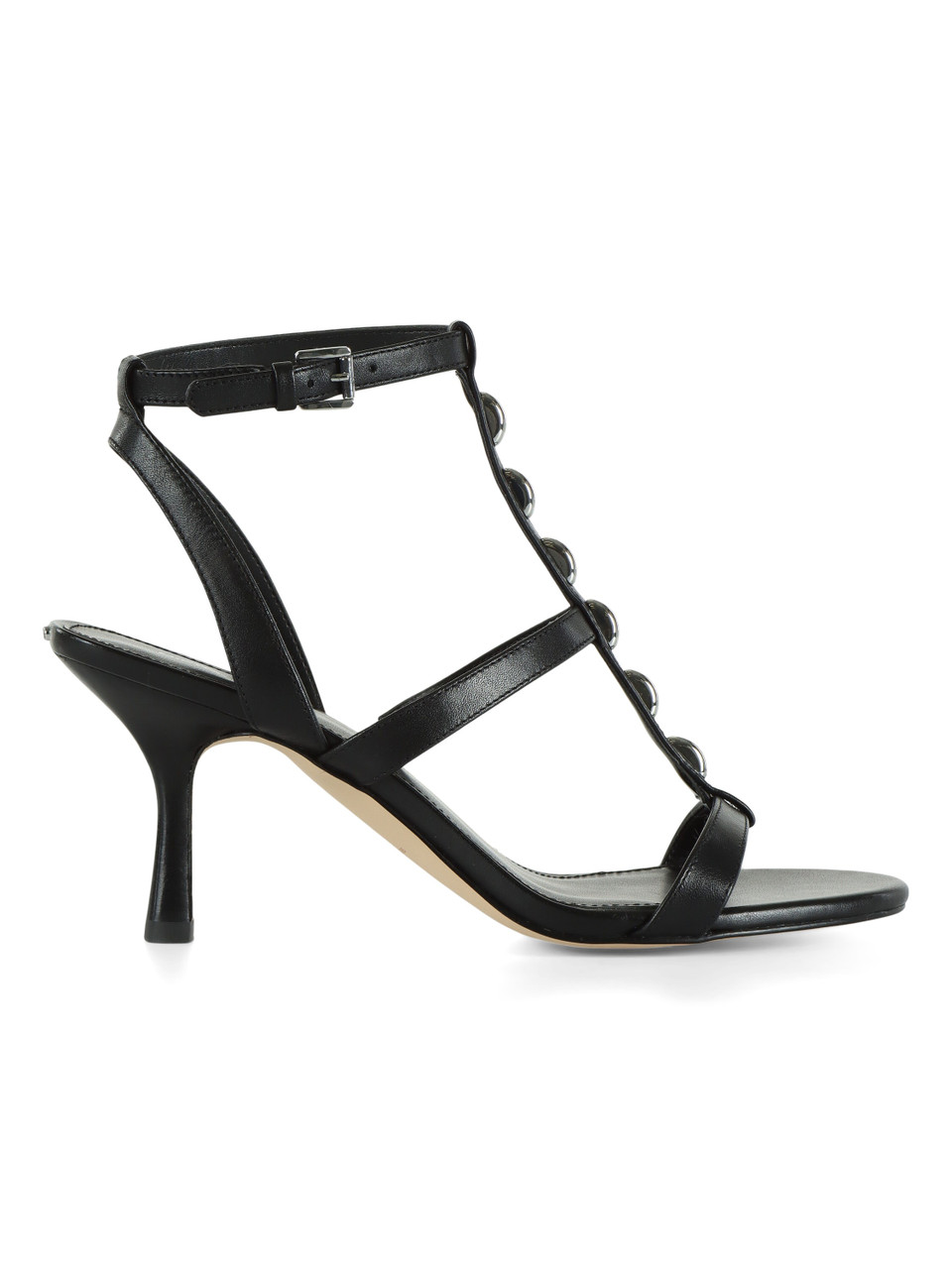 NERO | Sandali in pelle NARA MID con dettagli in metallo