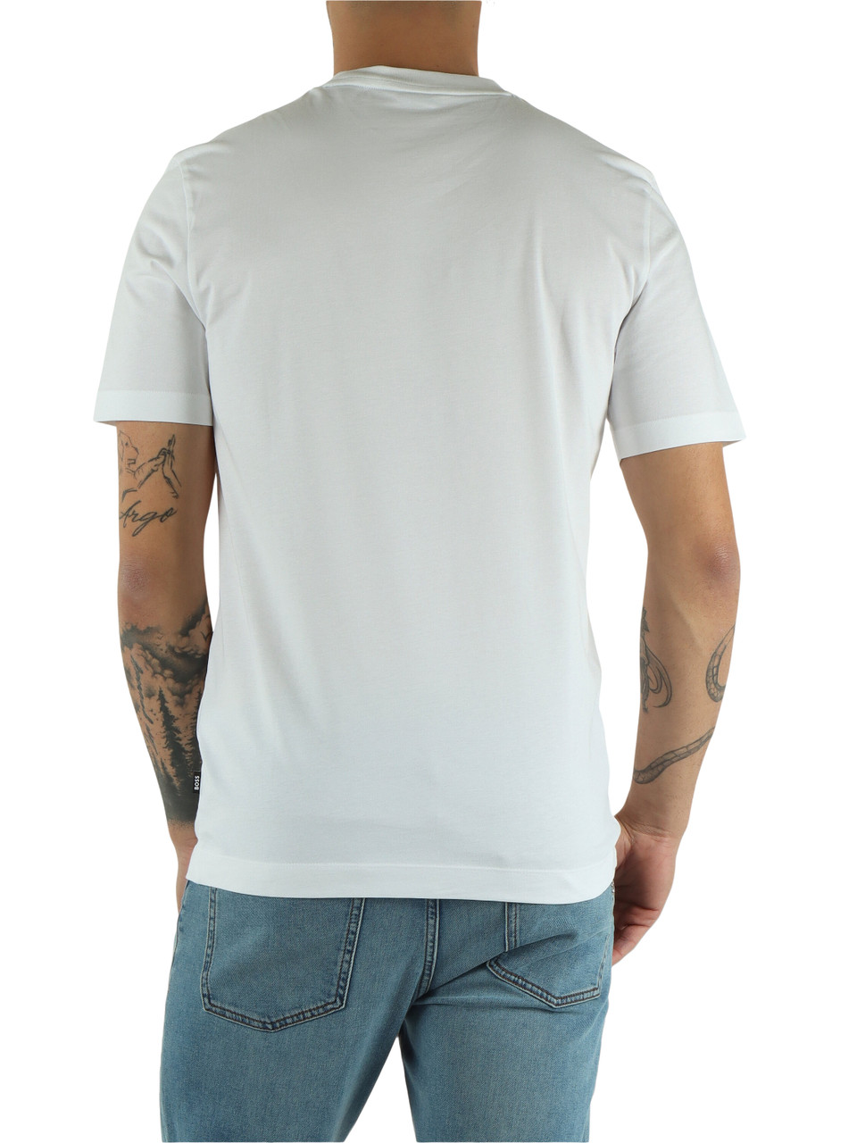 BIANCO | T-shirt in cotone con scritta logo a rilievo