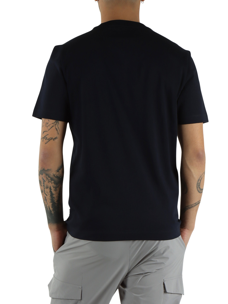 BLU SCURO | T-shirt in cotone con scritta logo a rilievo