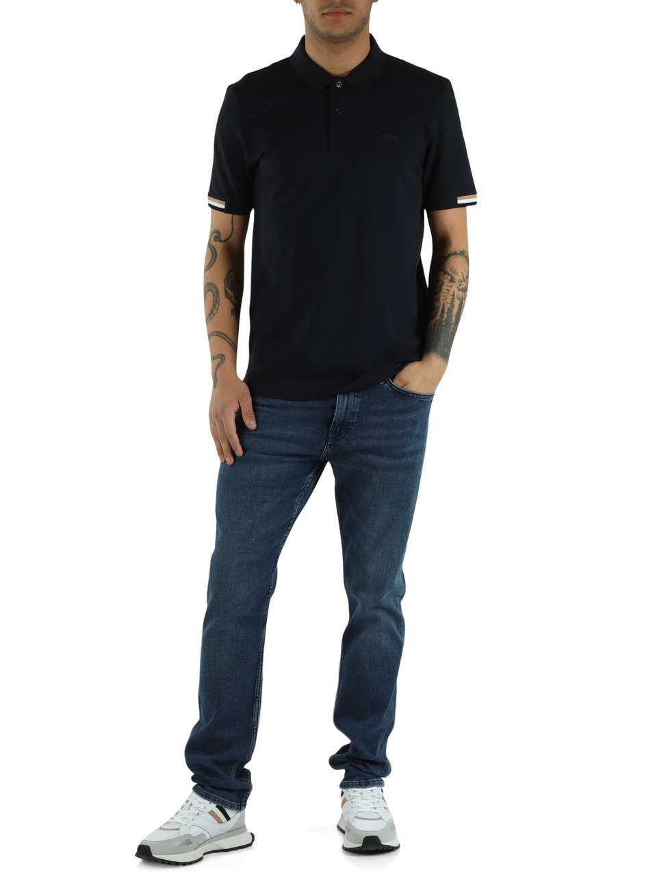 BLU SCURO | Polo in cotone piquet mercerizzato