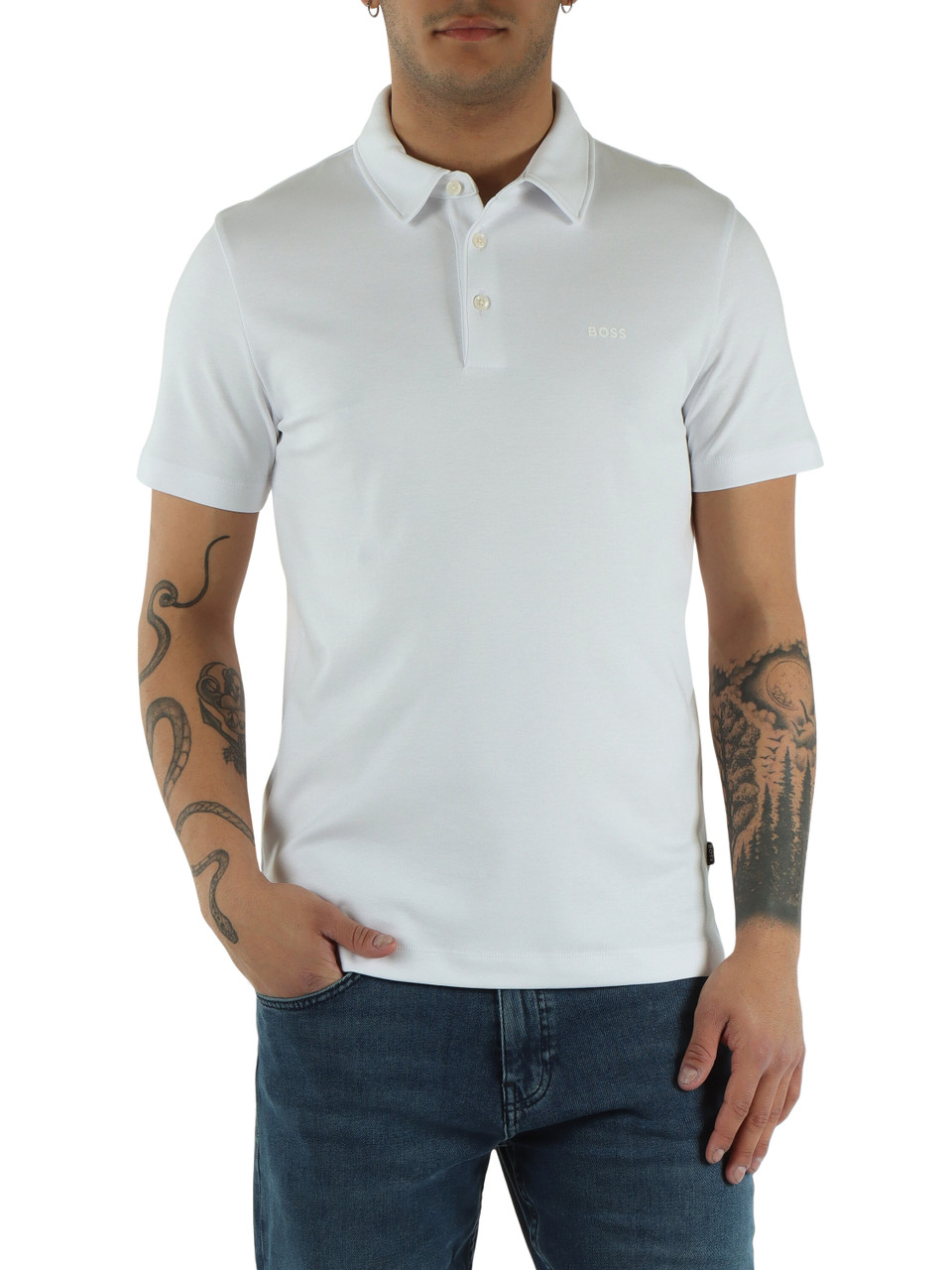 BIANCO | Polo Slim fit in cotone con scritta logo