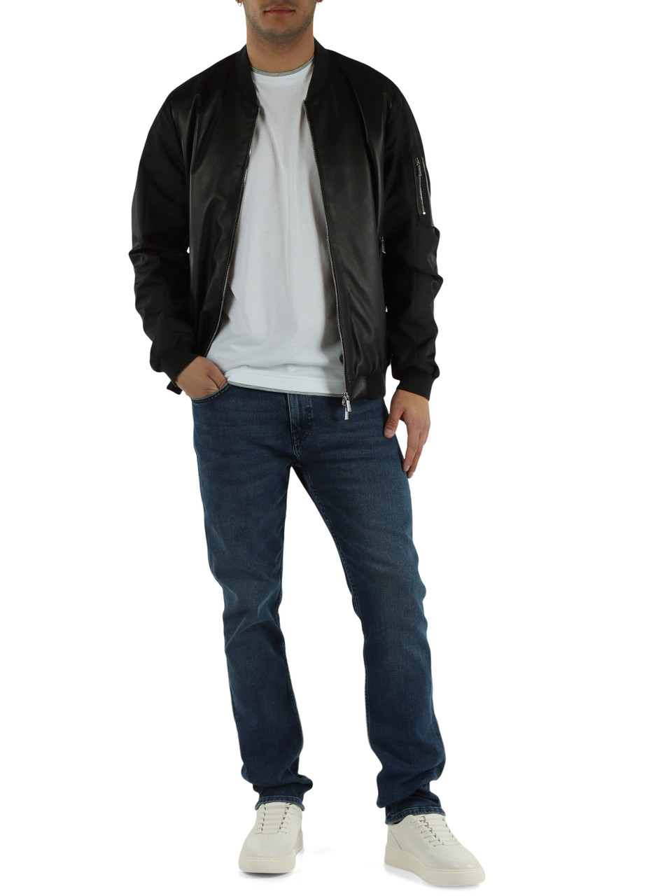 BIANCO | T-shirt in cotone Supima con inserti a contrasto
