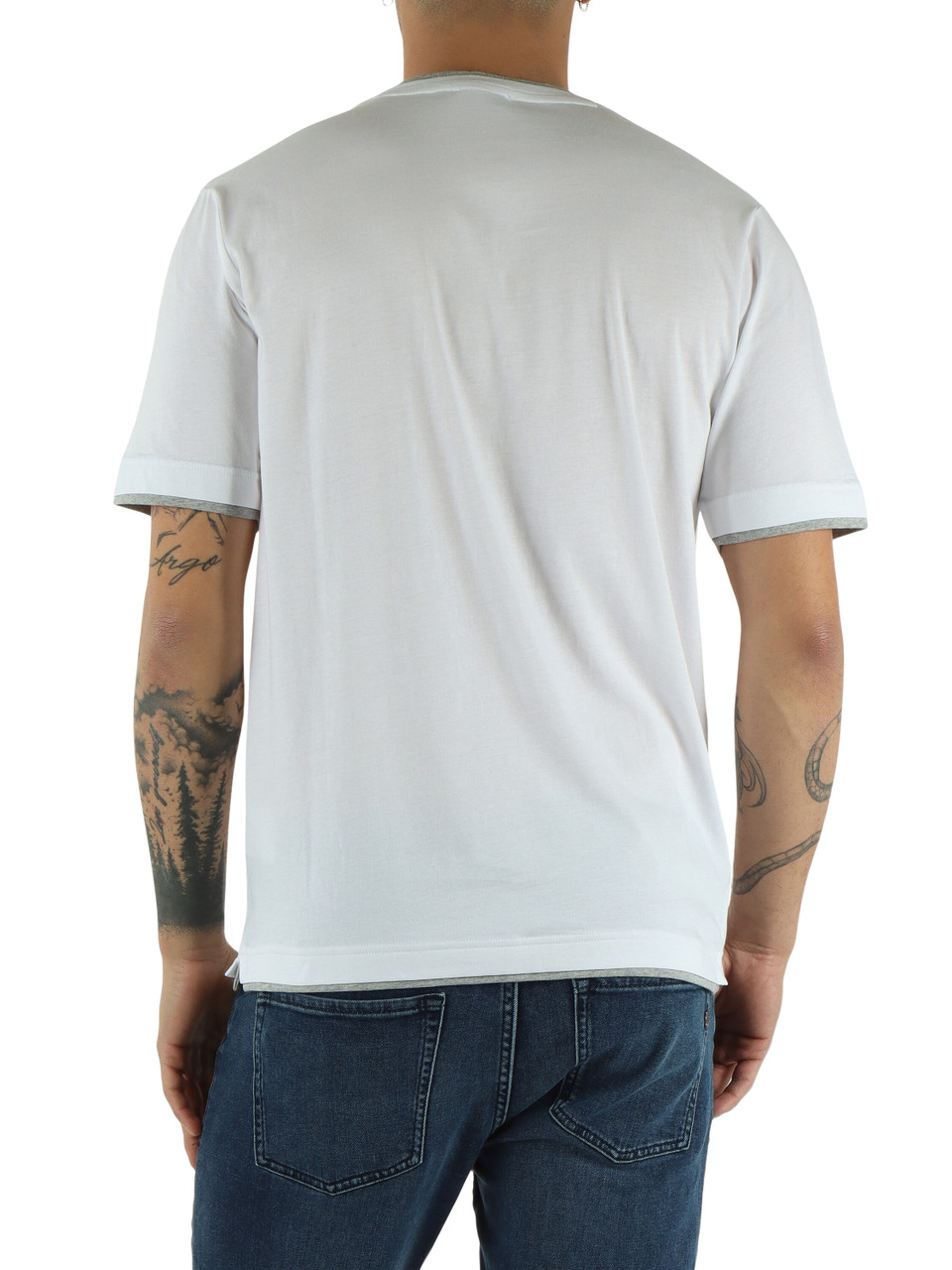 BIANCO | T-shirt in cotone Supima con inserti a contrasto