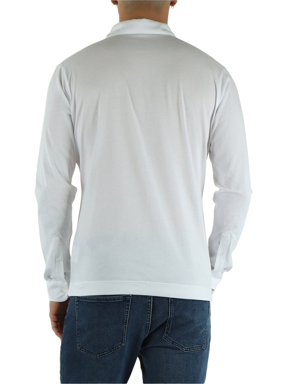 BIANCO | Polo manica lunga in cotone Supima