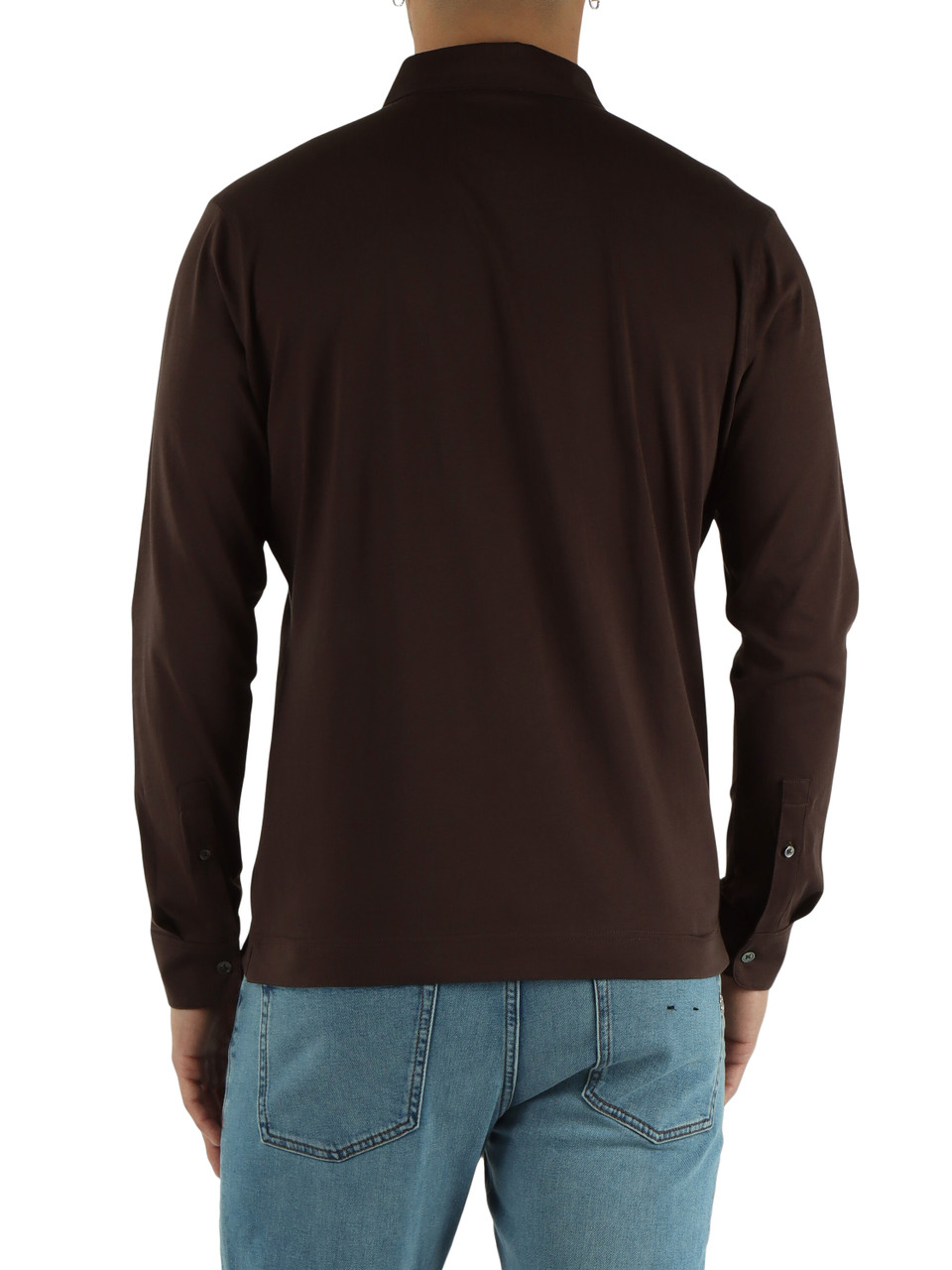 MARRONE | Polo manica lunga in cotone Supima