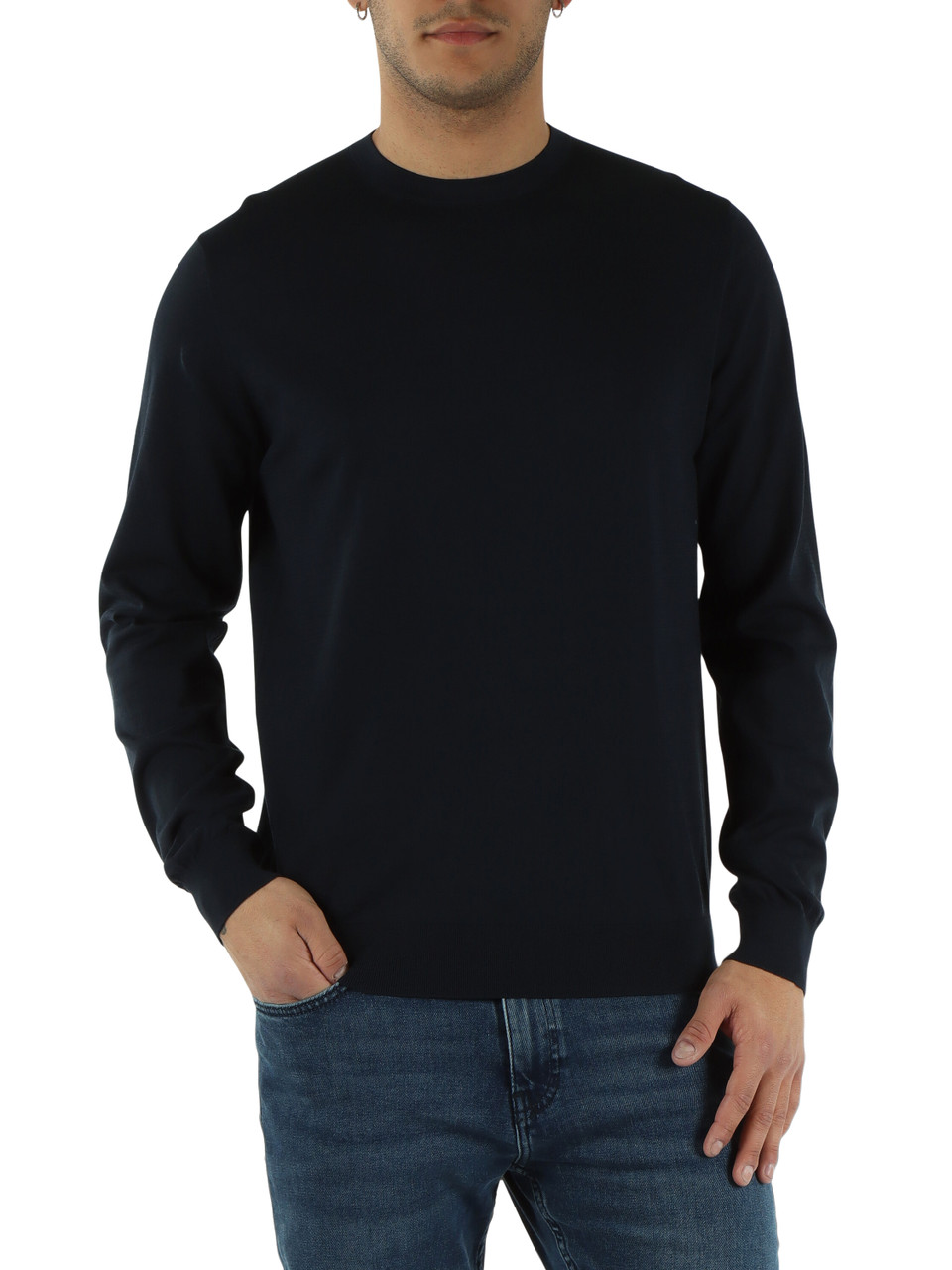 BLU SCURO | Maglia girocollo in cotone ultrafine