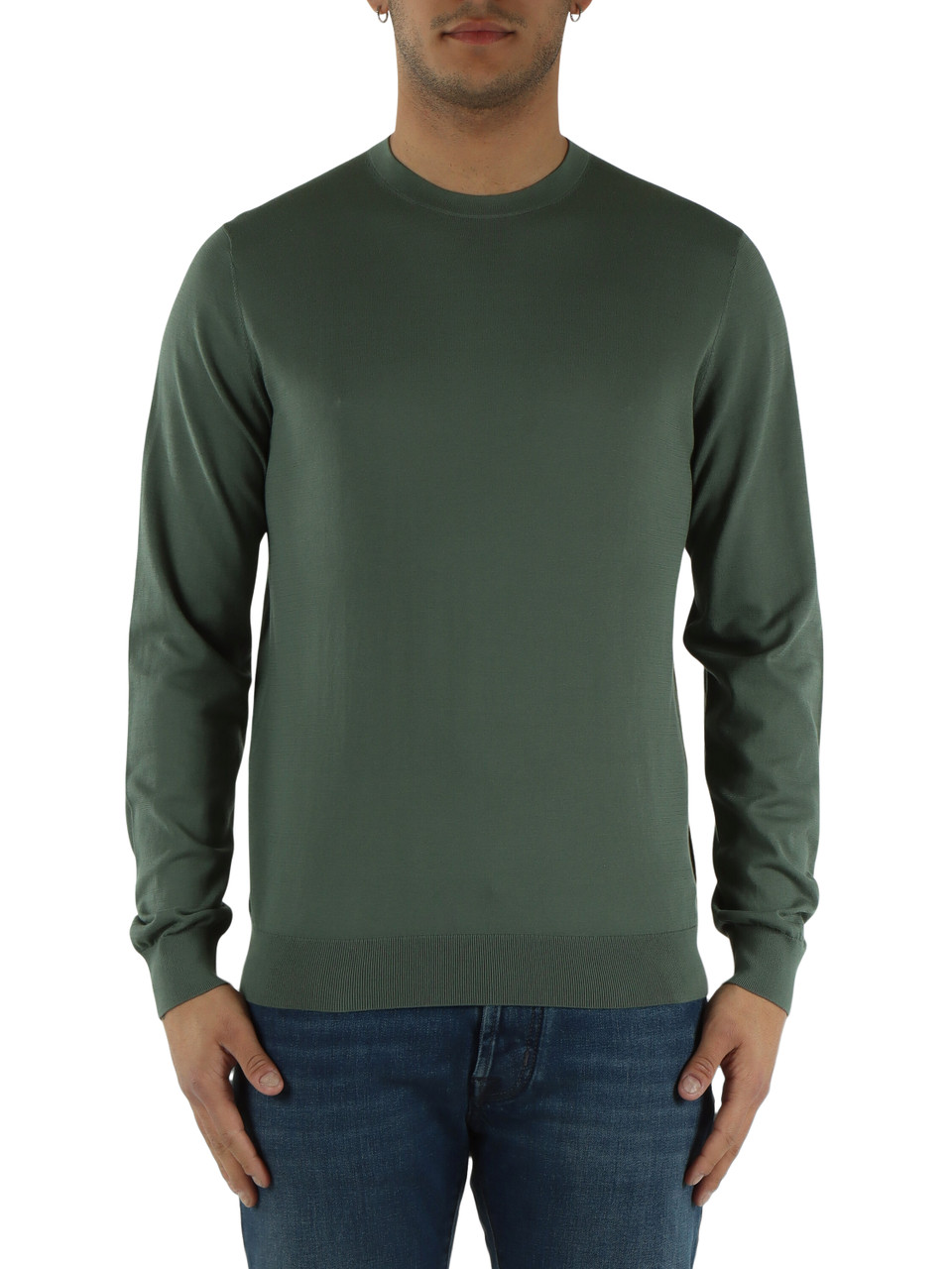 VERDE | Maglia girocollo in cotone ultrafine
