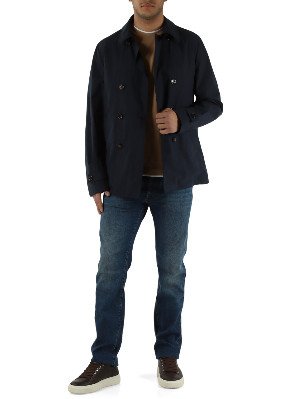 BLU SCURO | Giacca doppiopetto in tela di cotone e lino SCAP-ARQUA-WFC