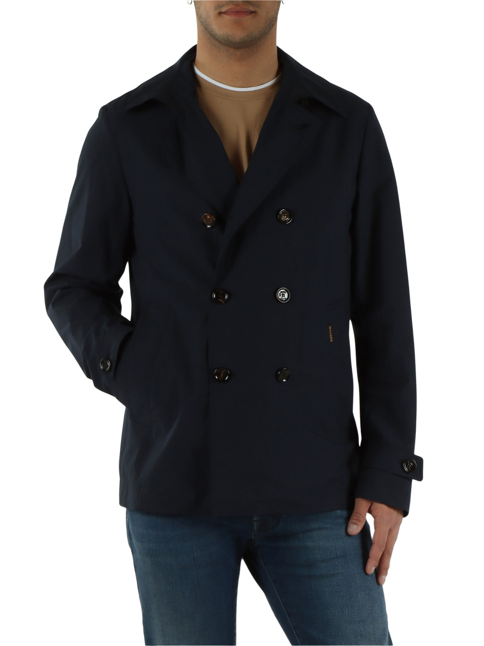 BLU SCURO | Giacca doppiopetto in tela di cotone e lino SCAP-ARQUA-WFC