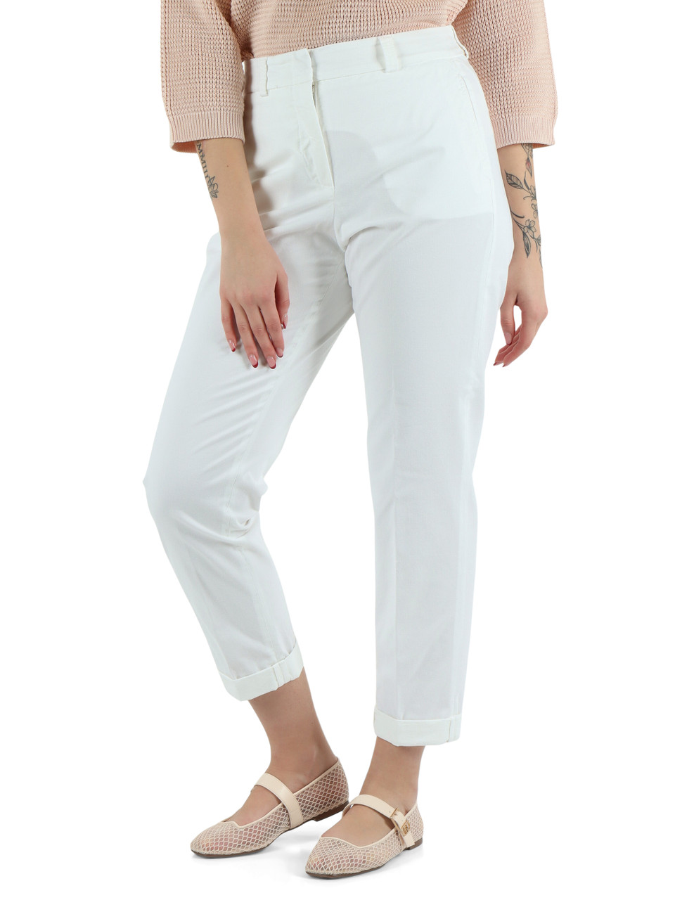 BIANCO | Pantalone slim fit in cotone stretch