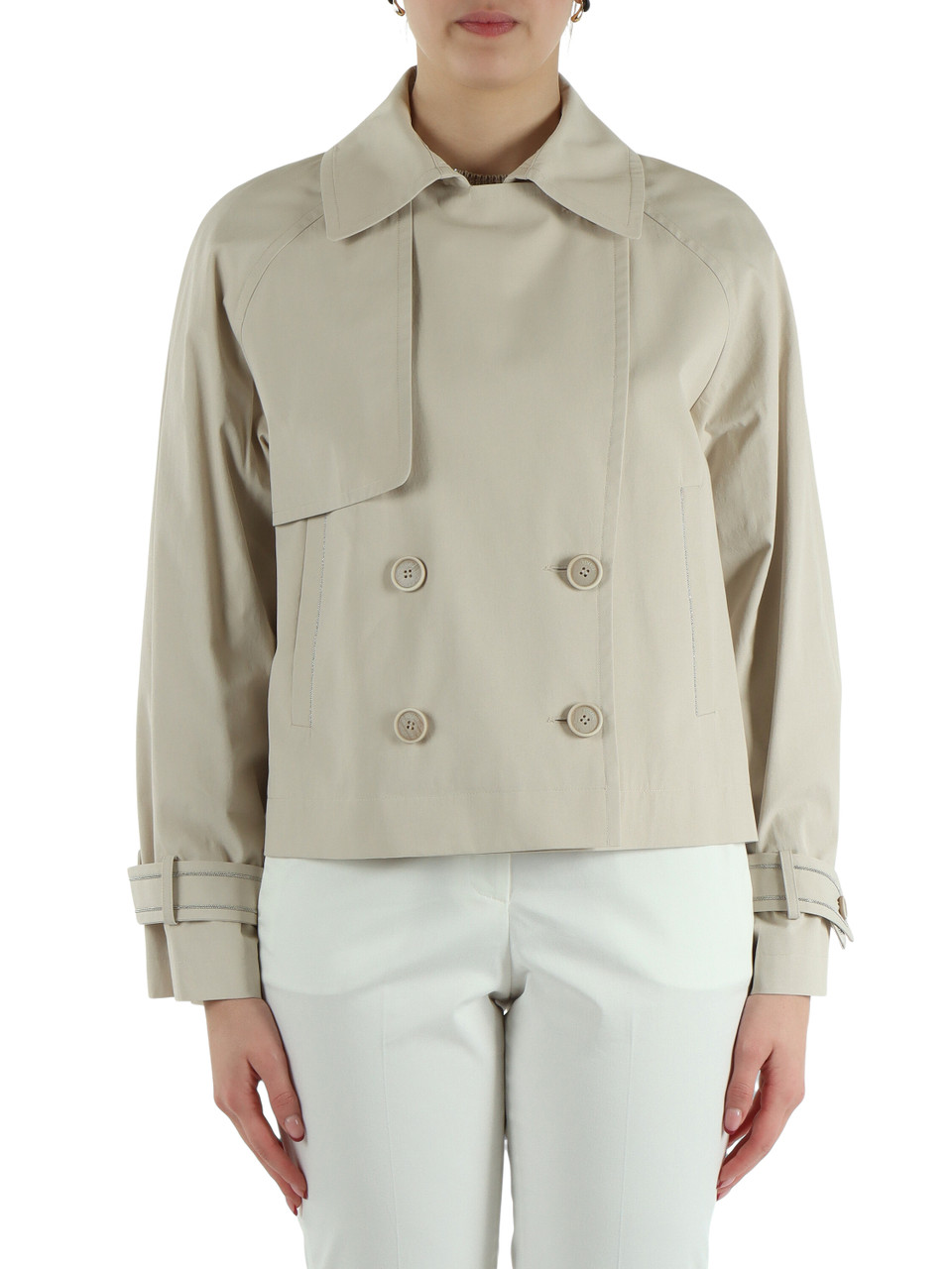 BEIGE | Trench corto in misto cotone