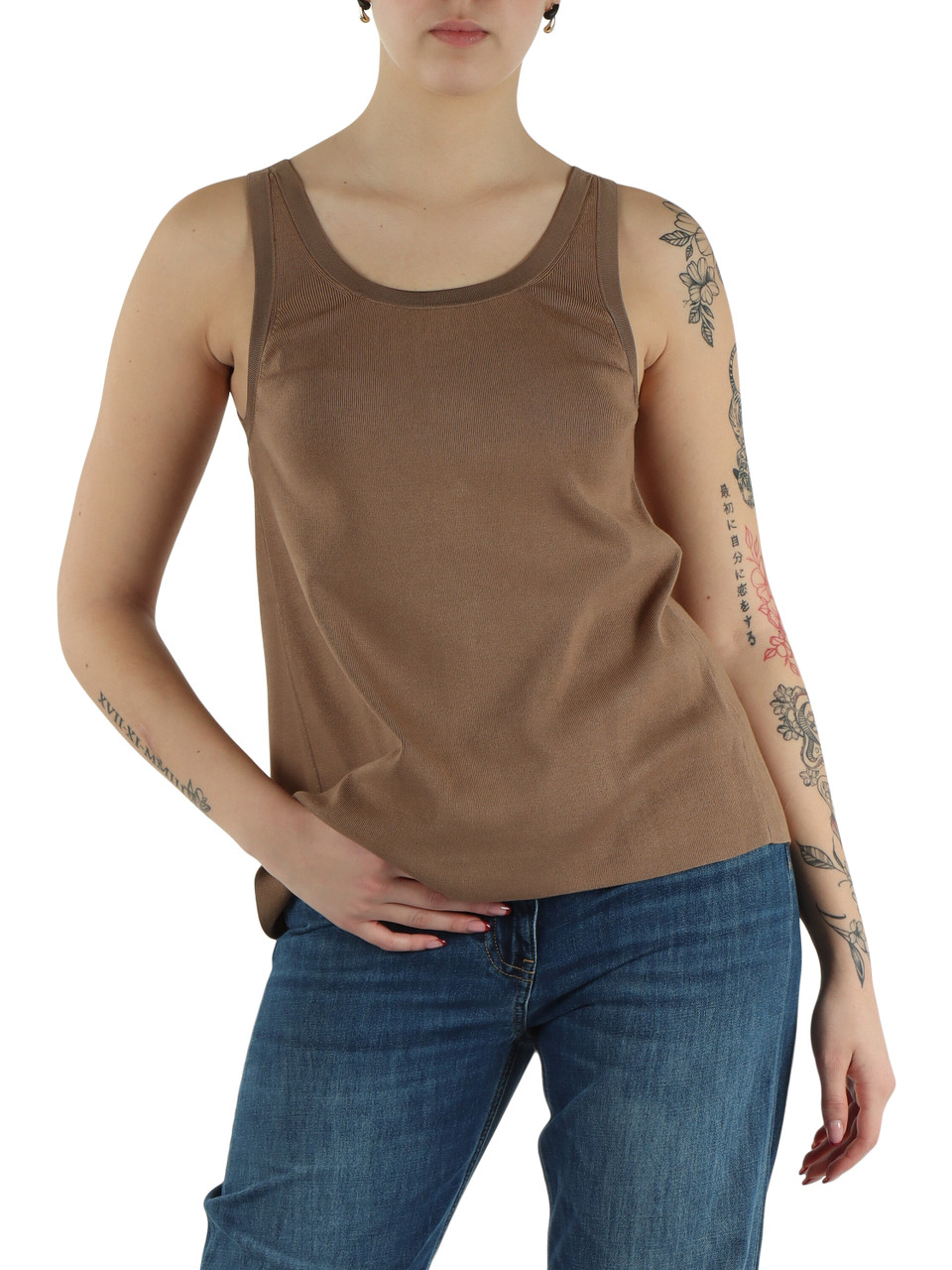 ARGILLA | Top in misto viscosa con bottoni logo decorativi