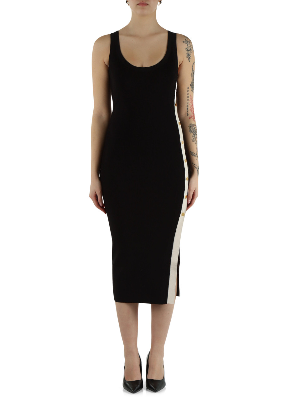 NERO | Abito midi in maglina di misto viscosa