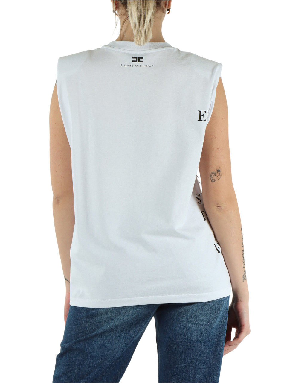 BIANCO | T-shirt smanicata in cotone con spalline