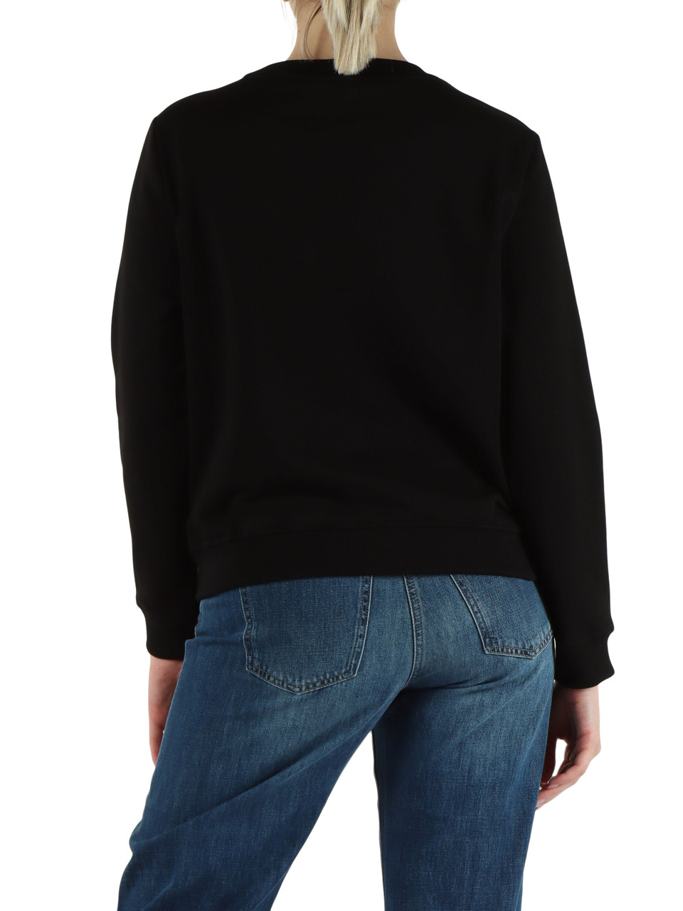 NERO | Felpa in cotone garzato con motivo logo frontale
