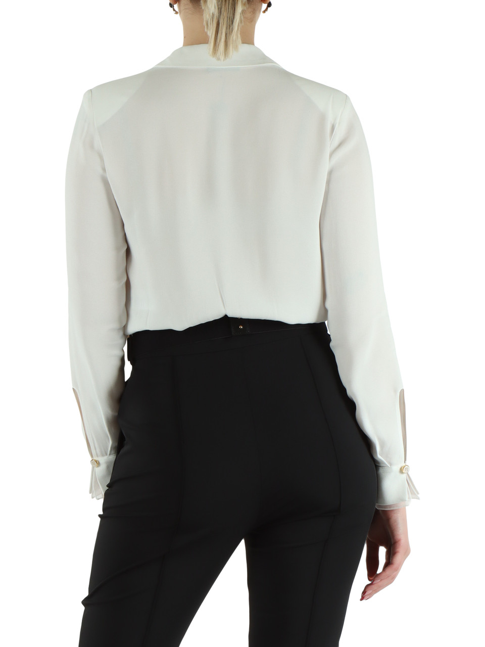 OFF WHITE | Blusa a body in georgette di viscosa