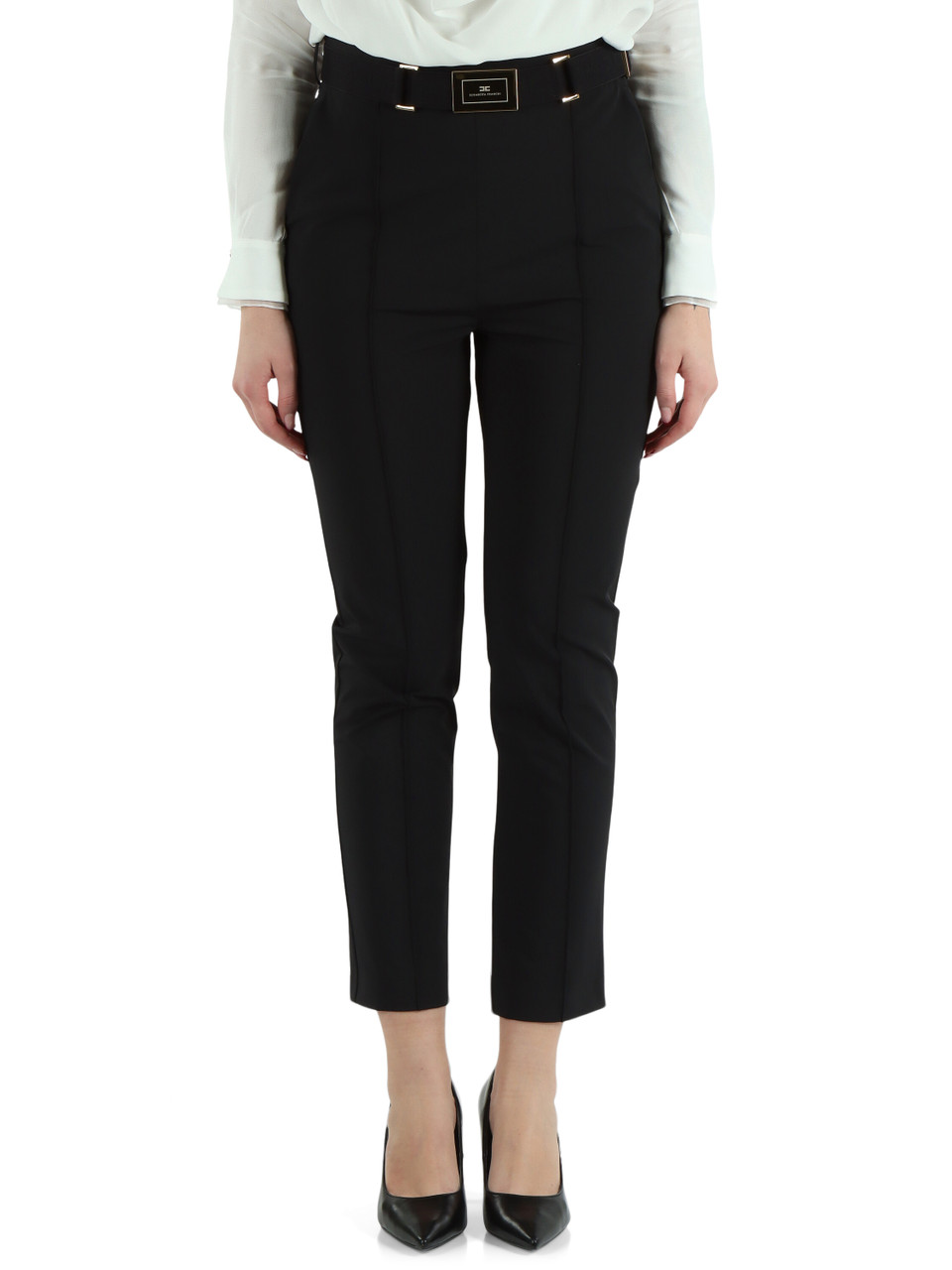 NERO | Pantalone in tessuto tecnico con cintura