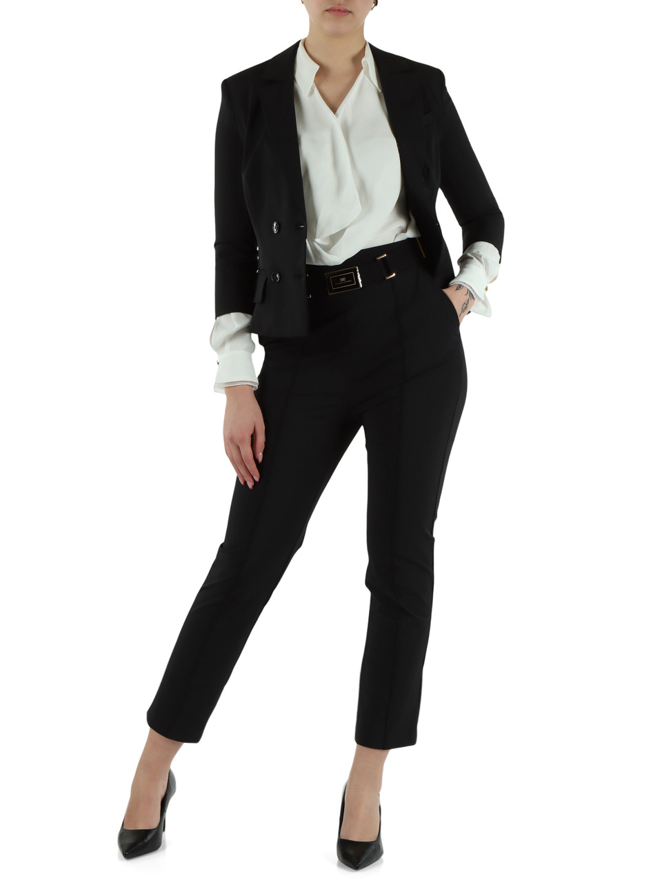 NERO | Pantalone in tessuto tecnico con cintura