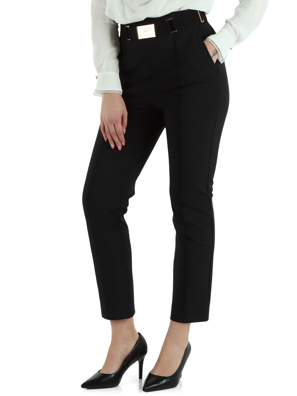 NERO | Pantalone in tessuto tecnico con cintura