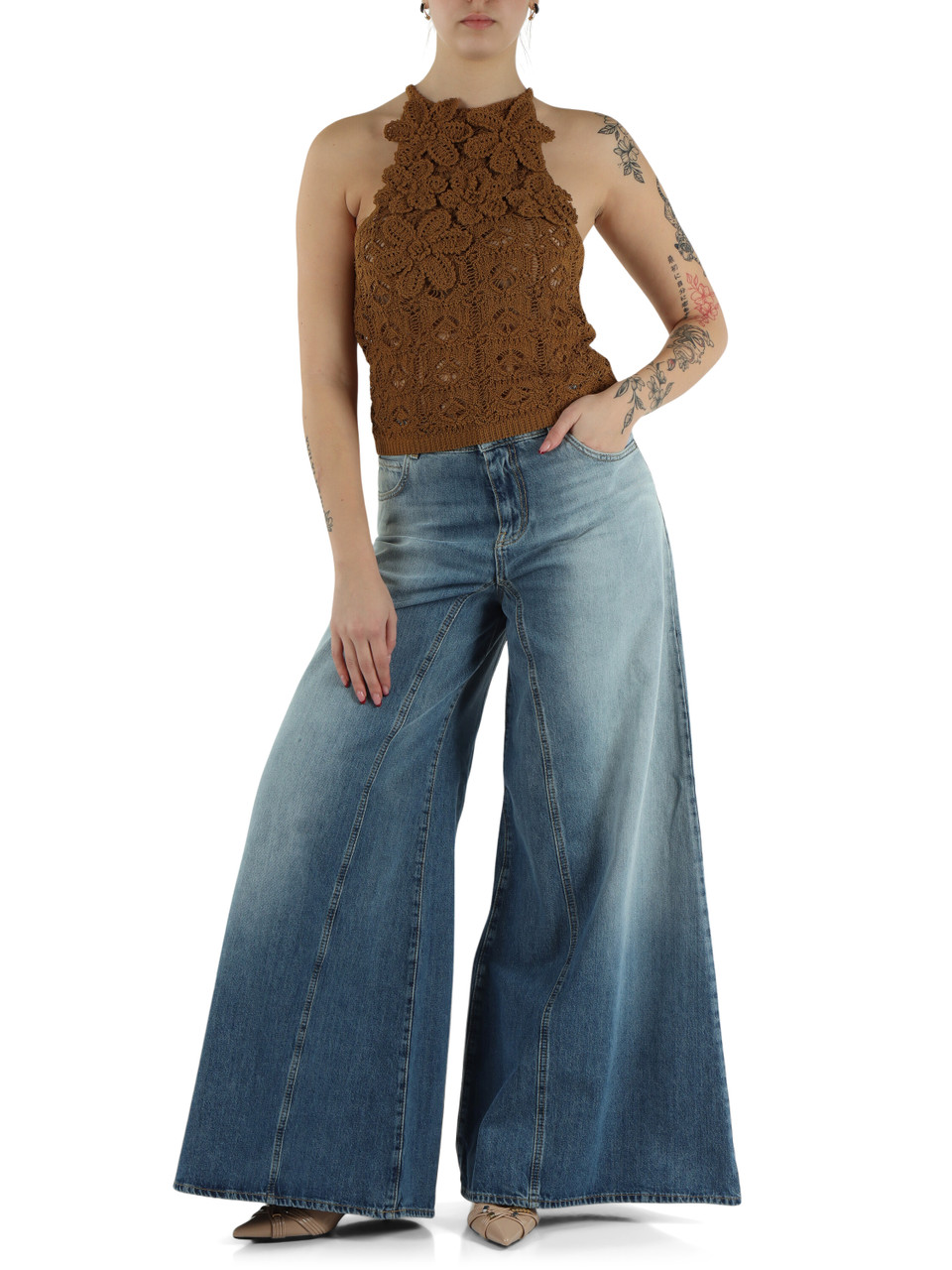 MARRONE CHIARO | Top crochet NYMPHAEA