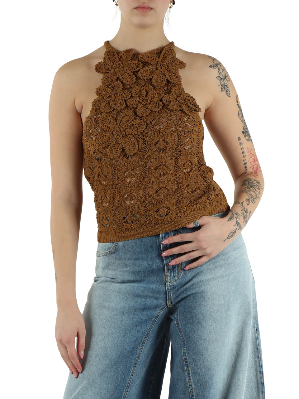 MARRONE CHIARO | Top crochet NYMPHAEA