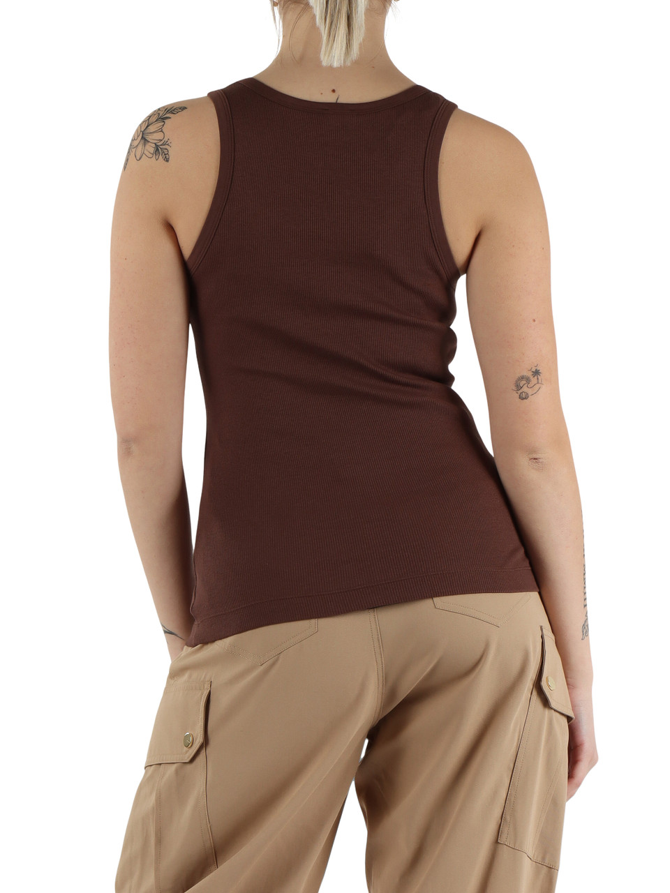 MARRONE | Canotta a costine CALCOLATORE con stampa logo