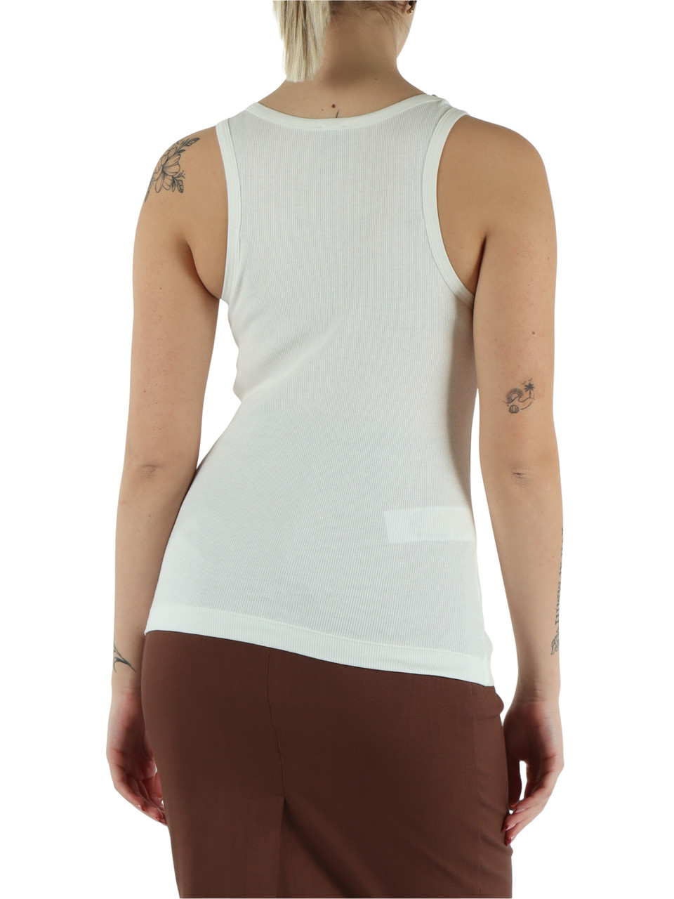 OFF WHITE | Canotta a costine CALCOLATORE con stampa logo