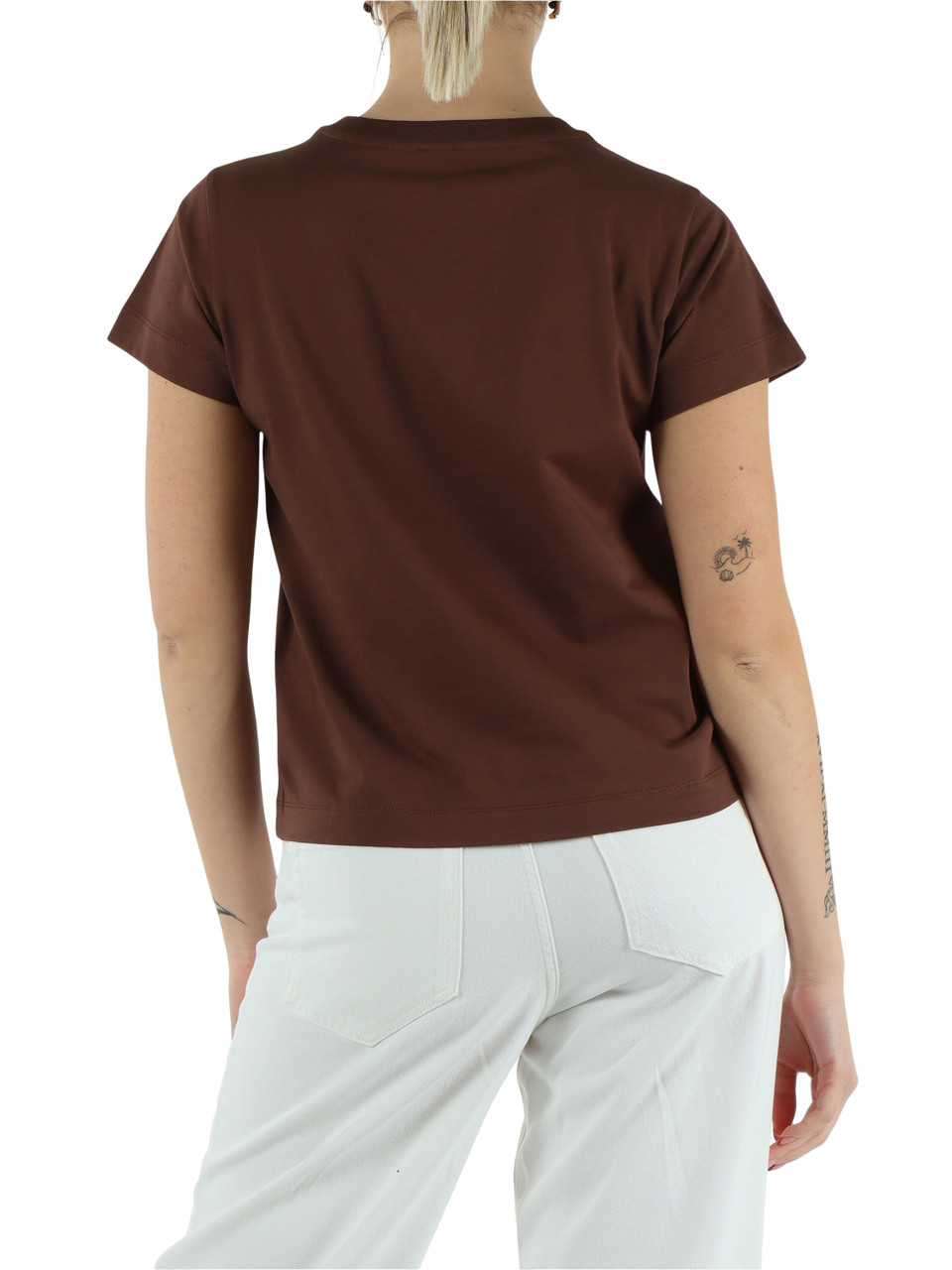 MARRONE | T-shirt in cotone BASICO con scritta logo