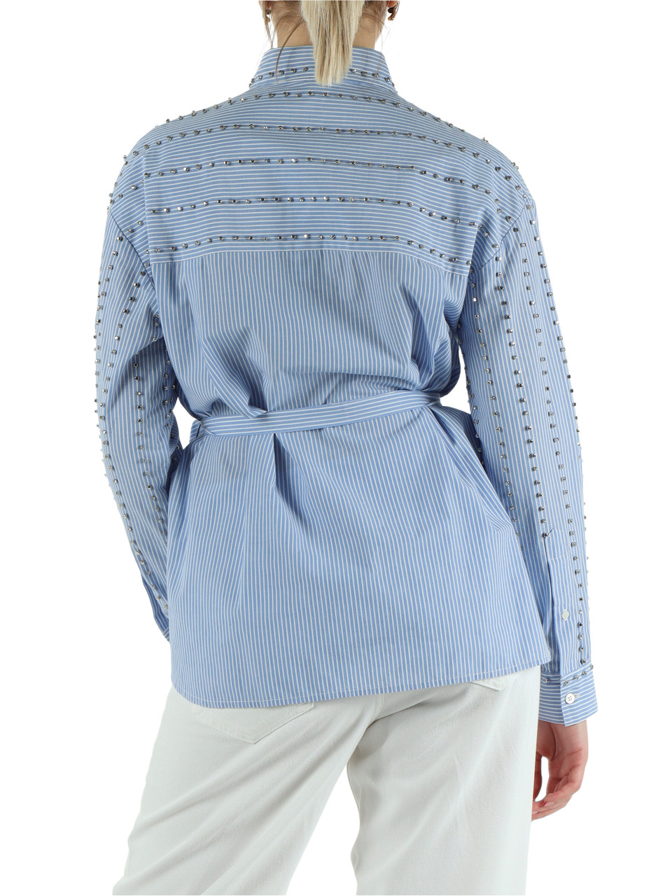 AZZURRO | Camicia in cotone CARLEY con borchie e strass