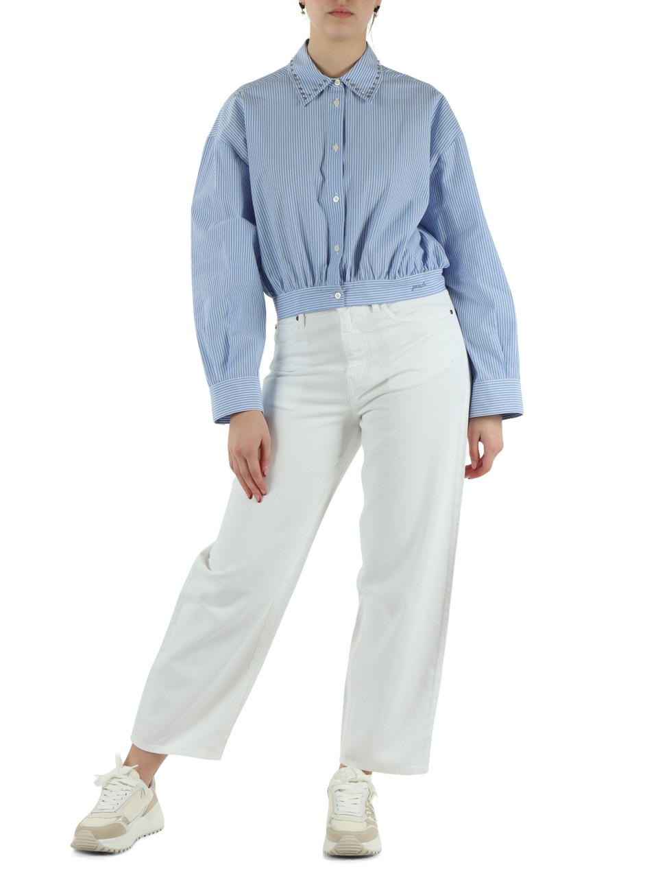 AZZURRO | Camicia cropped in cotone CHARITA