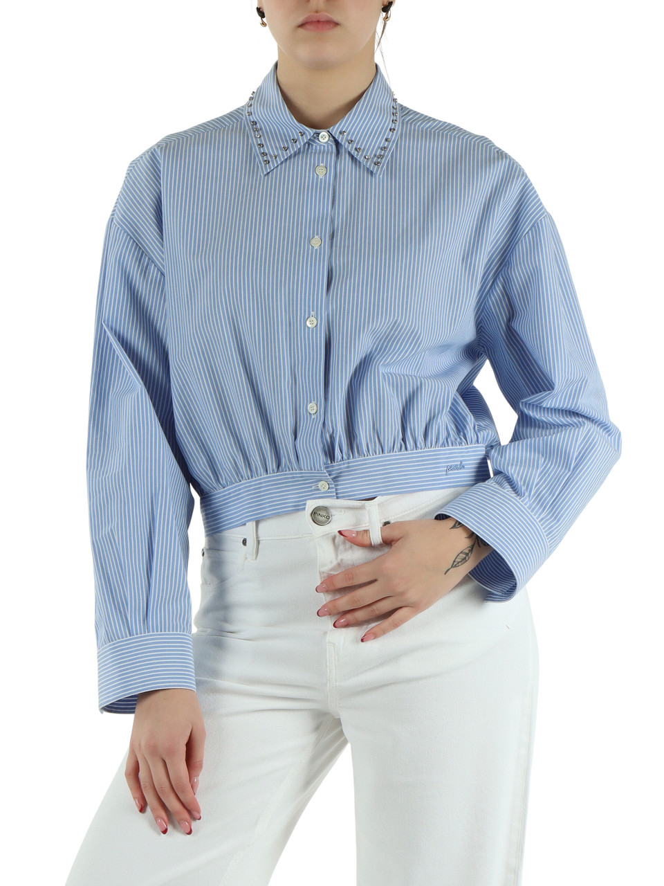 AZZURRO | Camicia cropped in cotone CHARITA
