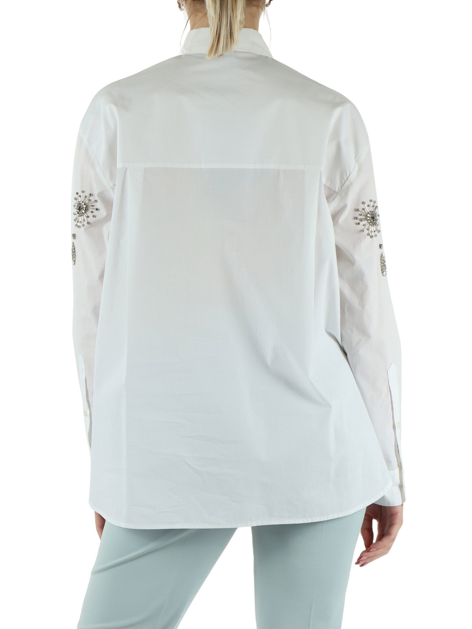 BIANCO | Camicia in cotone CARLEY con strass