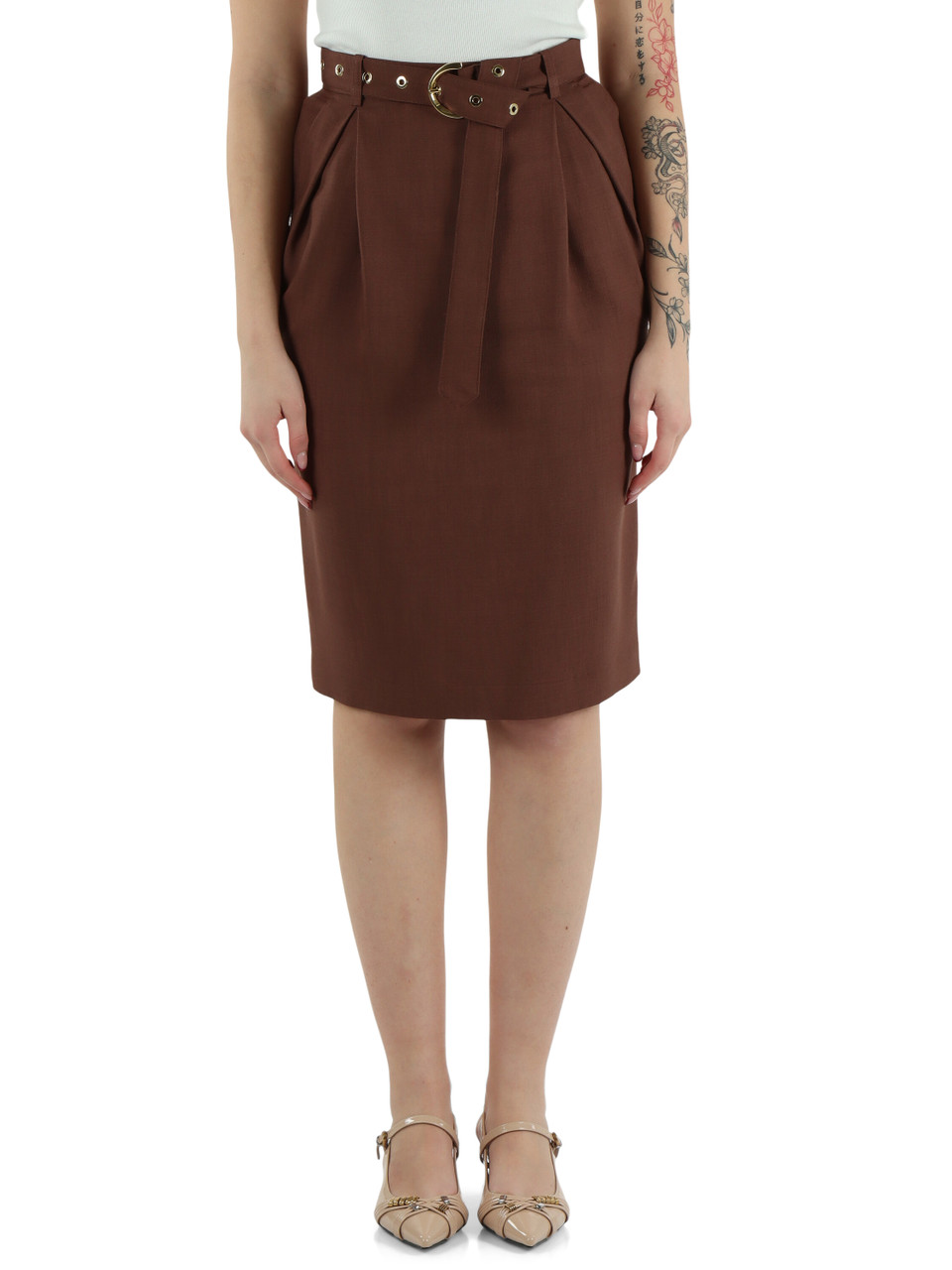 MARRONE | Gonna in misto viscosa EDWENA